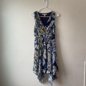 Jonathan Martin Blue floral dress with ruffles